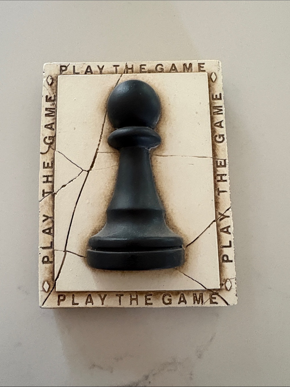 Sid Dickens Black Pawn on Cream Decorative Tile